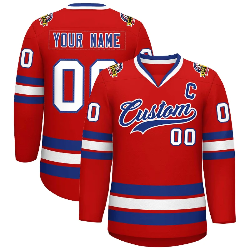 Custom Red Royal-White Classic Style Hockey Jersey Artistic Men's Hand