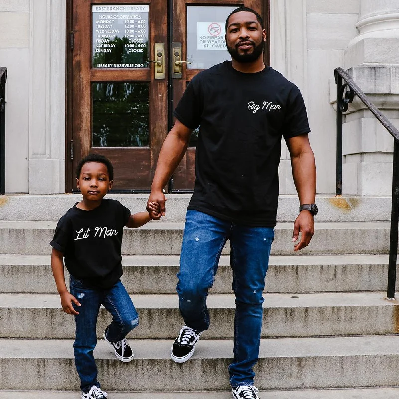 Script Big Man & Lil' Man Dad Matching T-Shirts Sophisticated Men's French