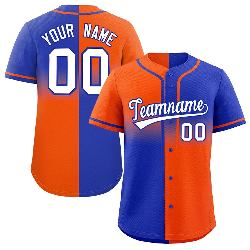 Custom Royal Orange Personalized Symmetrical Gradient Design Authentic Baseball Jersey Relaxed Men's Australian 