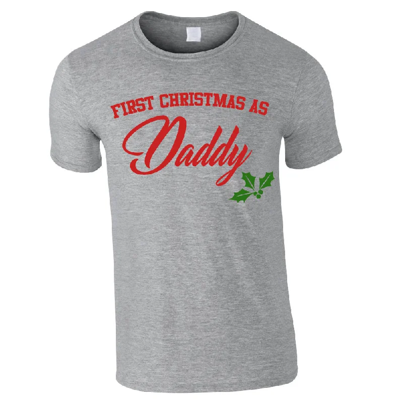 First Christmas As Daddy T-Shirt (MRK X) Polished Men's Silk