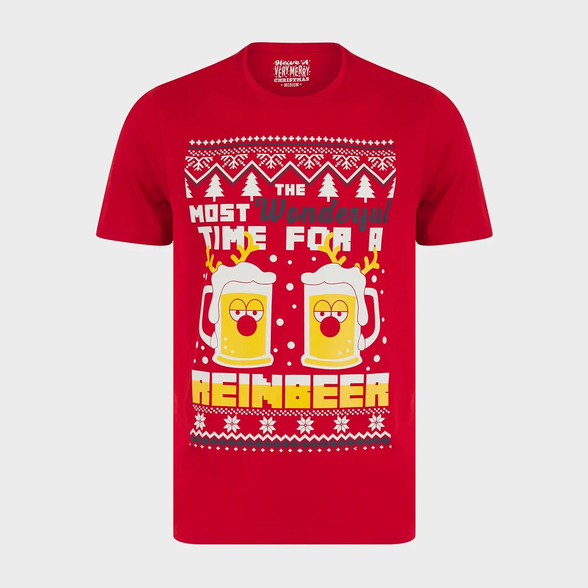 Mens Reinbeer Christmas T-Shirt Minimalist Men's Casual 