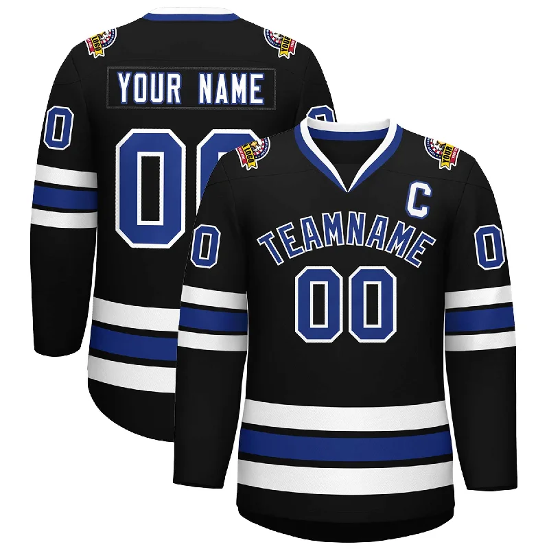 Custom Black Royal-White Classic Style Hockey Jersey Bold Men's Statement