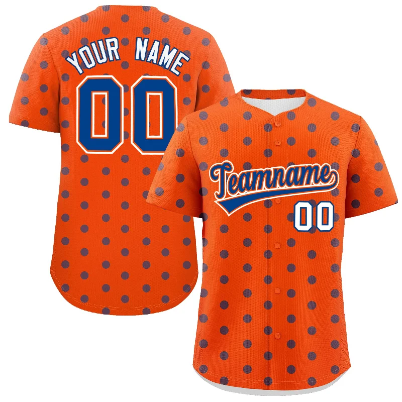 Custom Orange Royal Personalized Polka Dot Graffiti Pattern Authentic Baseball Jersey Traditional Men's Country