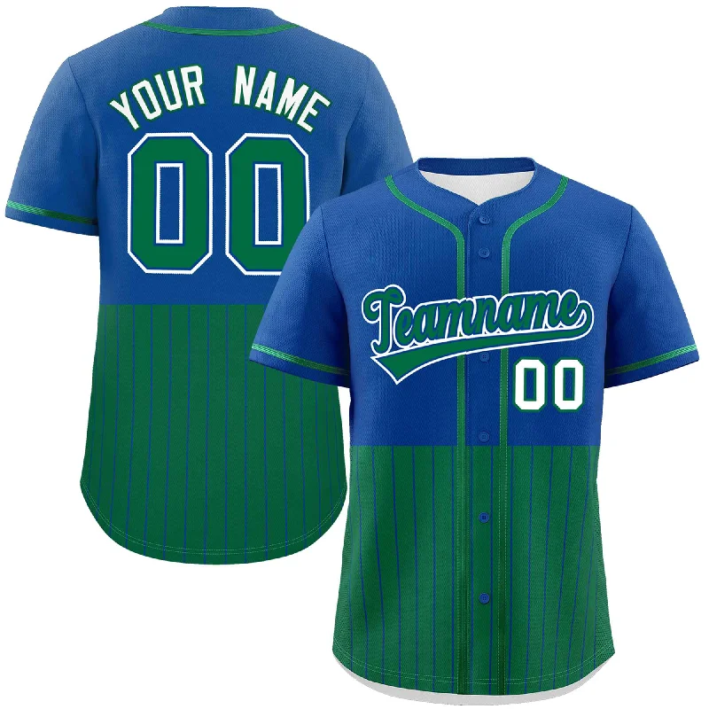 Custom Royal Kelly Green Personalized Half Stripe Design Authentic Baseball Jersey Casual Men's Japanese 