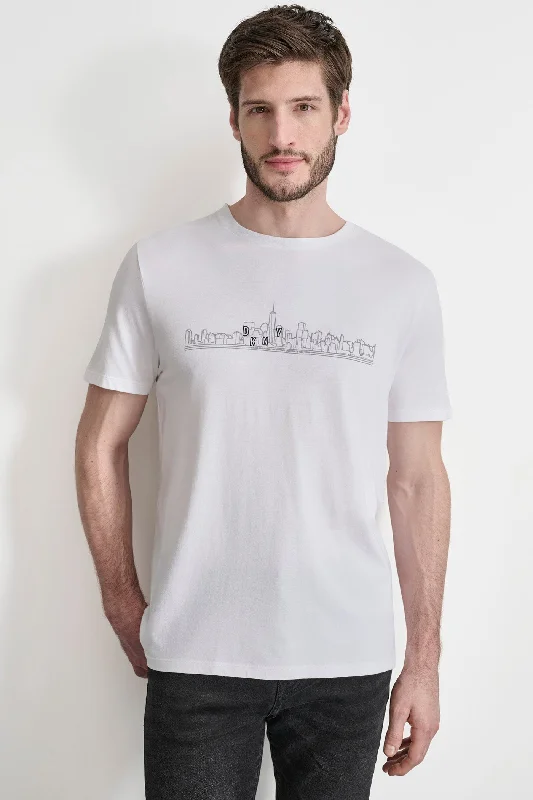 Dkny Cityscape Sketch Tee Trendy Men's Oversized