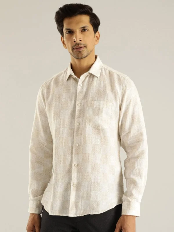 Men Printed Full Sleeve Linen Shirt Athletic Men's High