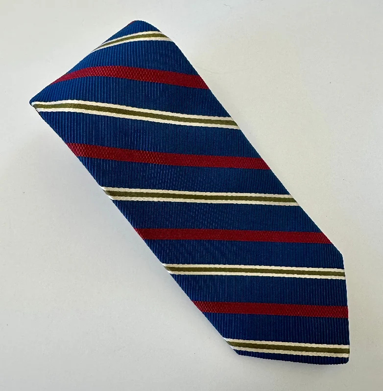 R Hanauer Tie - French Blue Winston Stripe Elegant Men's Formal 