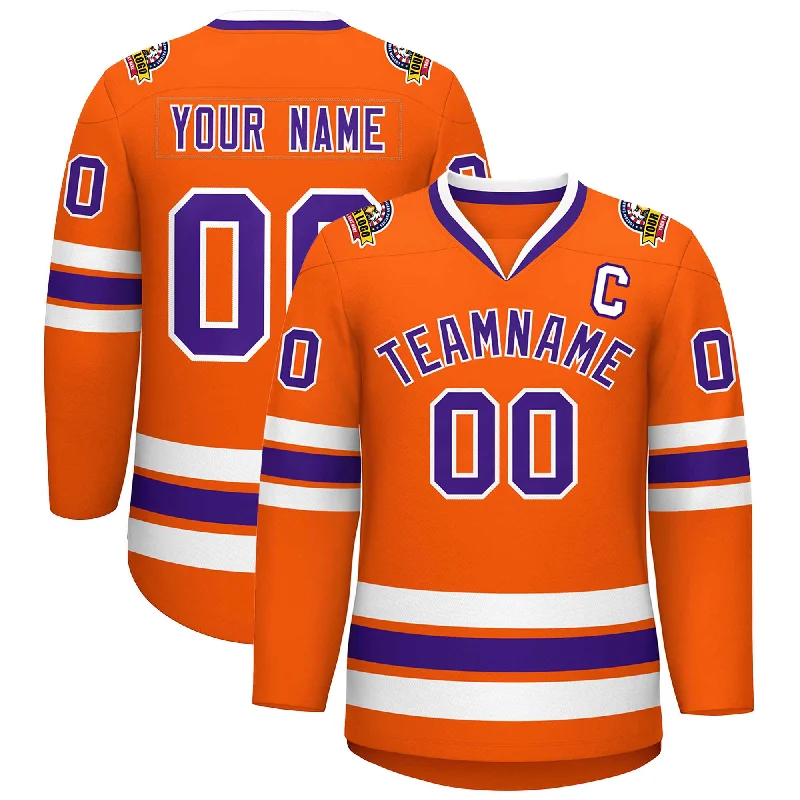 Custom Orange Purple-White Classic Style Hockey Jersey Business