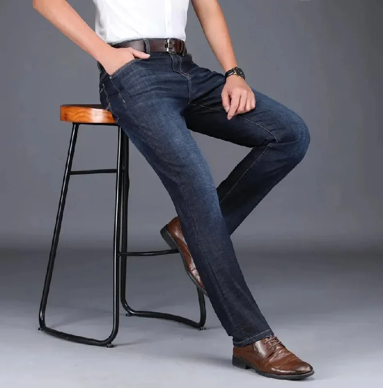 Straight Jeans Pants For Men Monochromatic All