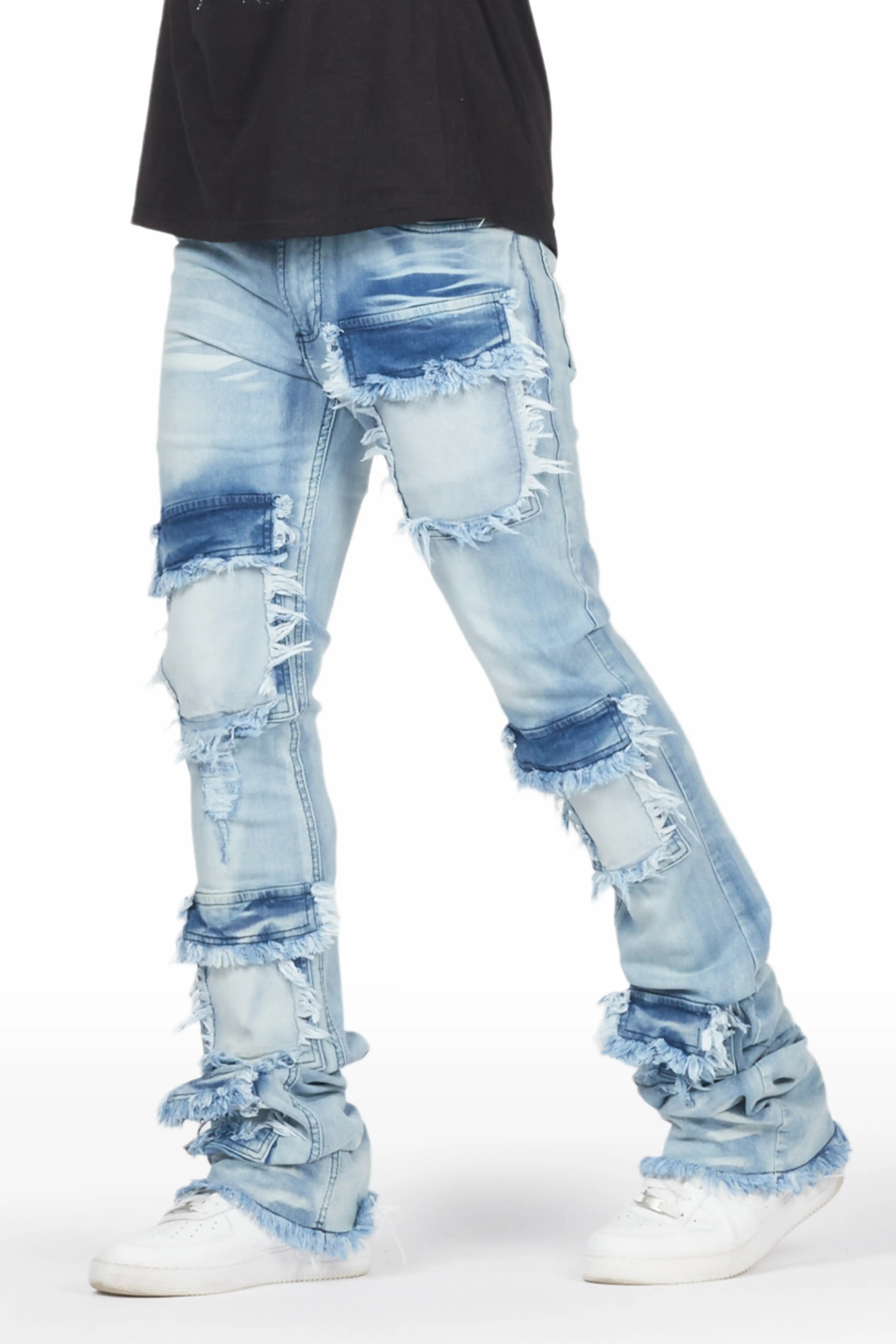 Asle Blue Super Stacked Flare Jean Laid