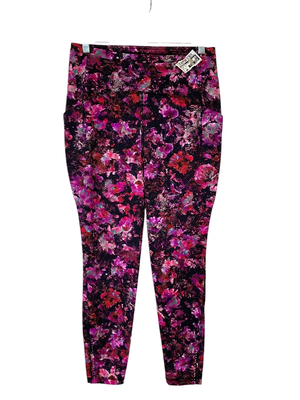 Athletic Leggings By Lululemon In Floral Print, Size: 10 Monochromatic All