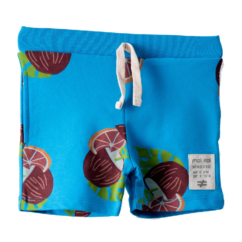 Blue Coconut Print Cotton Shorts Practical Men's Multi