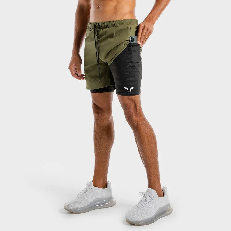 Limitless 2-in-1 Shorts - Khaki And Black Preppy Men's College