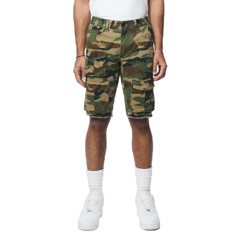 11" Slim Multi Cargo Twill Shorts - Wood Camo Refined Men's Classic 