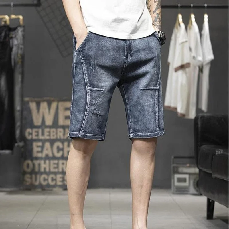 Men's Summer Casual Cotton Mid Waist Button Fly Baggy Shorts Polished Men's Silk