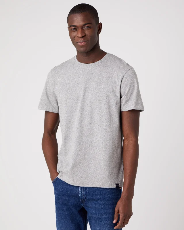 Wrangler 2-Pack Tees - Mid Grey Melee / White Polished Men's Silk