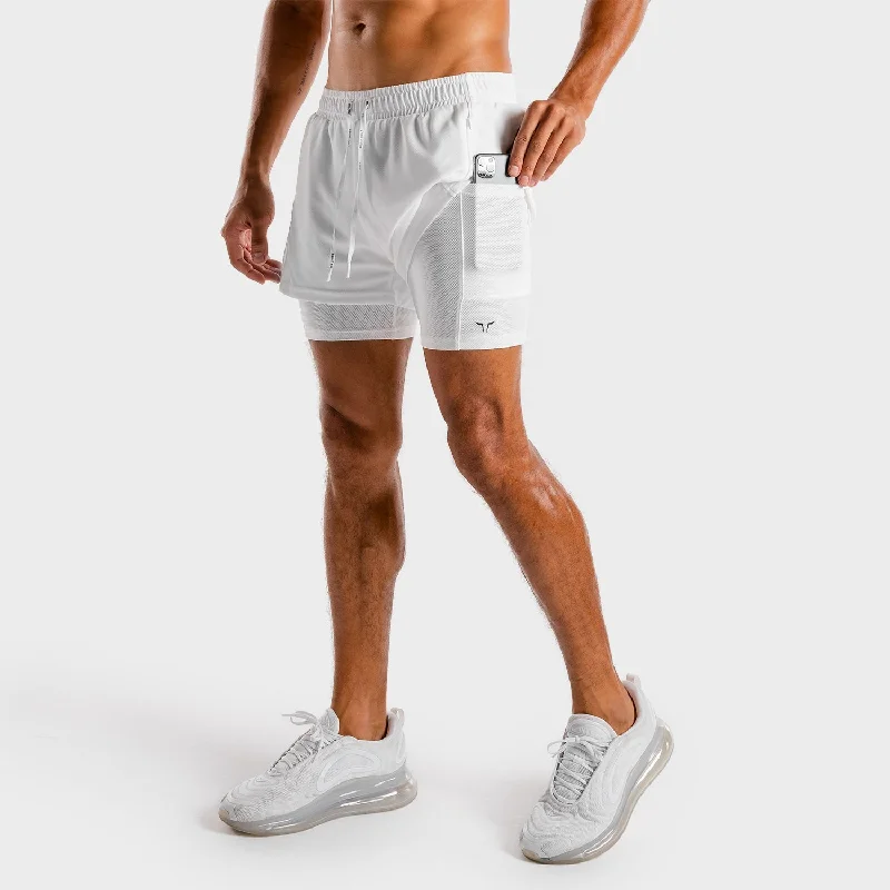 Hybrid 2-in-1 Shorts - White Gym