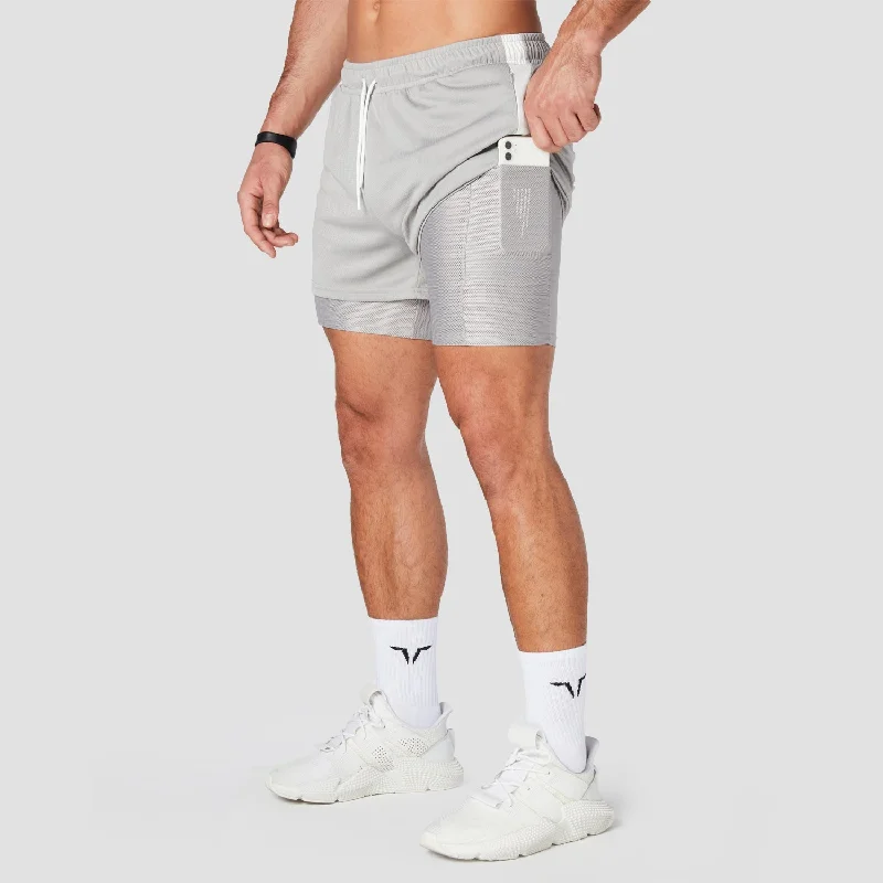 Hybrid Performance 2-in-1 Shorts - Light Grey Sophisticated Men's French