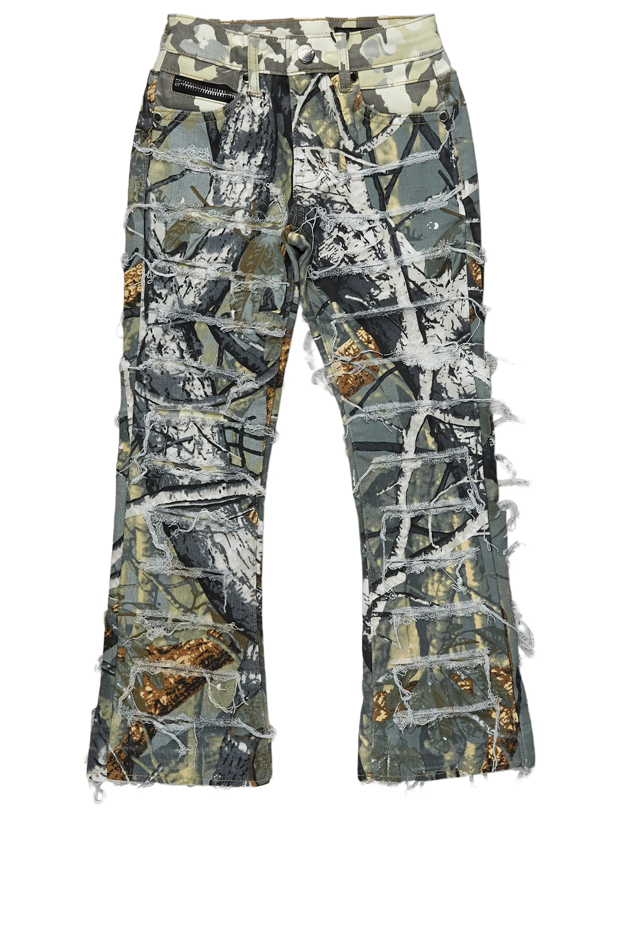 Boys Miguelo Tree Camo Stacked Flare Jean Earthy Men's Sustainable 