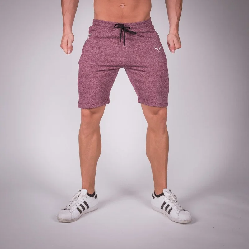 Ribbed Shorts - Melange Maroon Elegant Men's Cashmere