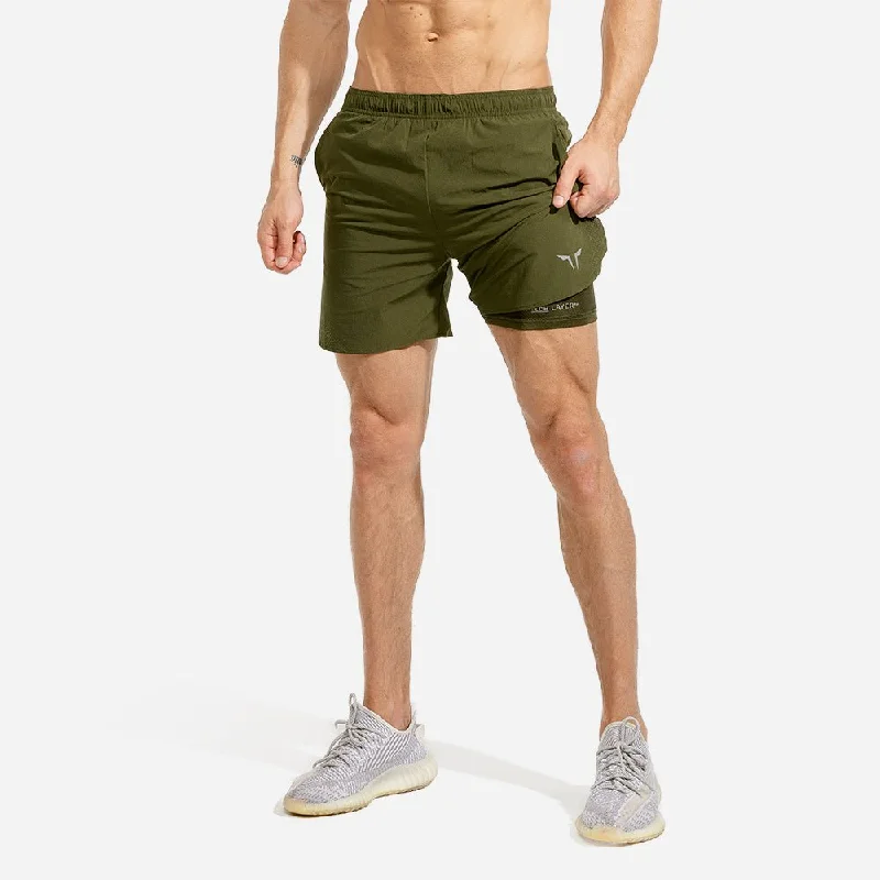 2-in-1 Dry Tech Shorts 2.0 - Olive Beach