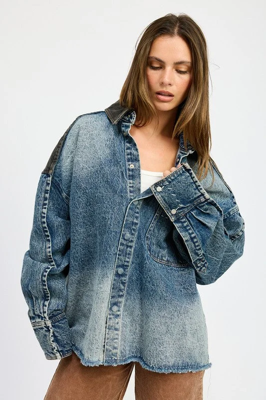 OVERSIZED DENIM JACKET WITH BUTTONS Stylish Men's Neon