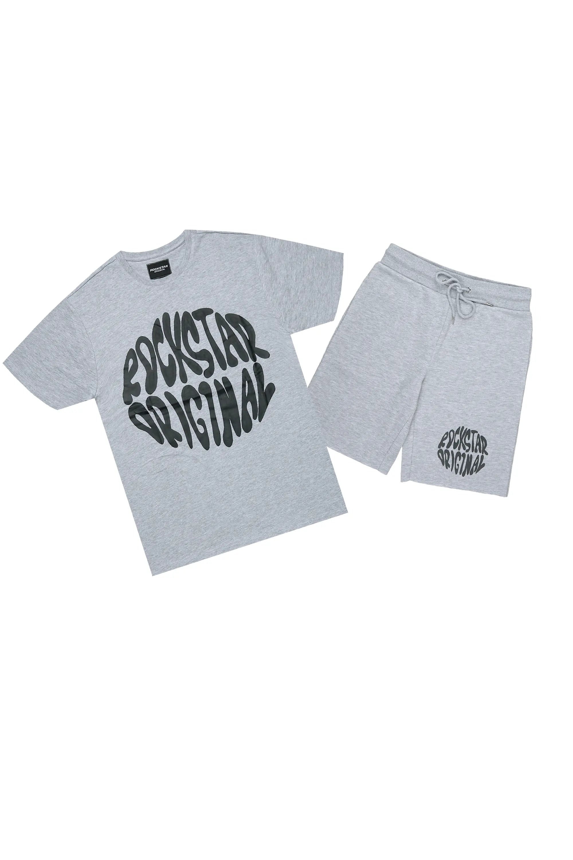 Thierry Heather Grey T-Shirt/Short Set Casual Men's Loose