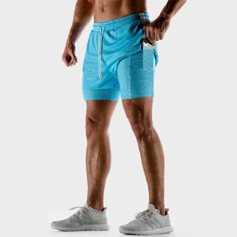 Hybrid Performance 2-in-1 Shorts - Blue Artistic Men's Hand