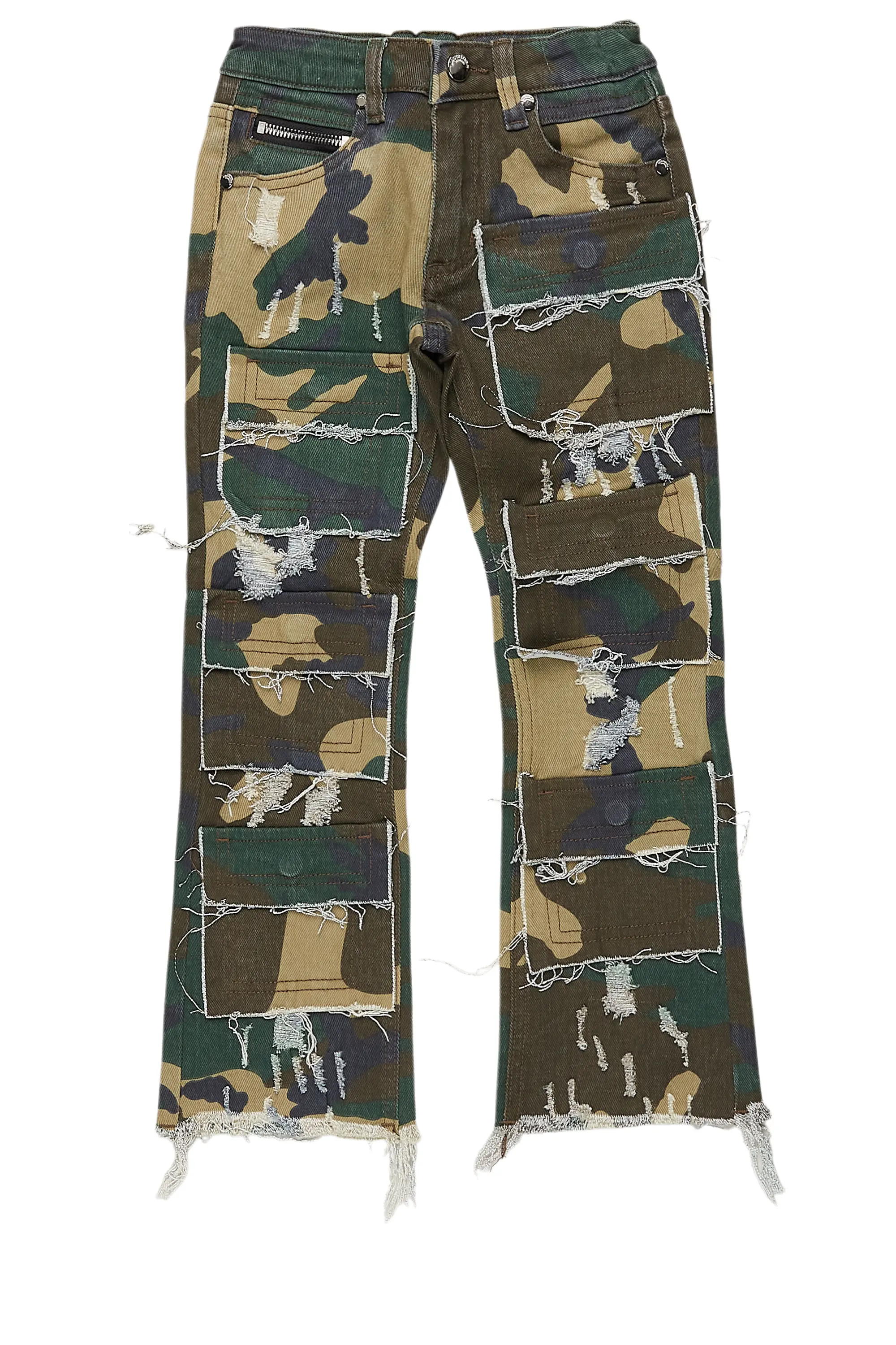 Boys Petrus Camo Stacked Flare Jean Sleek Men's Metallic