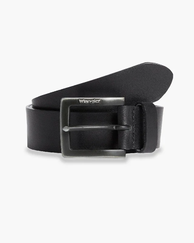 Wrangler Kabel Buckle Leather Belt - Black Tough Men's Tactical