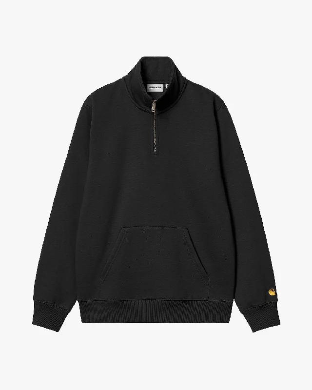 Carhartt WIP Chase Neck Zip Sweatshirt - Black / Gold Masculine Men's 