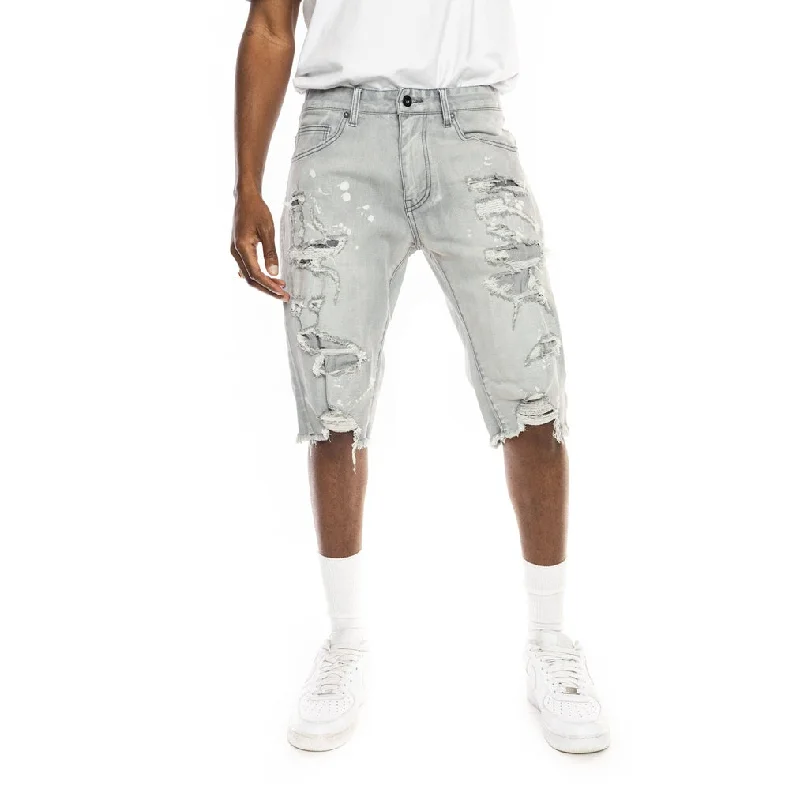 Slim Ripoff Semi Basic Jean Shorts - Light Grey Masculine Men's Thick