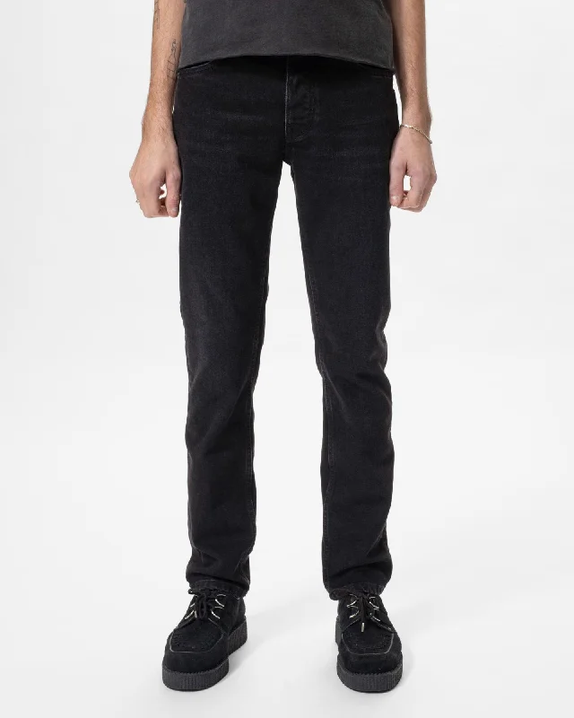 Nudie Solid Ollie Slim Fit Mens Jeans - Black Steel Beach