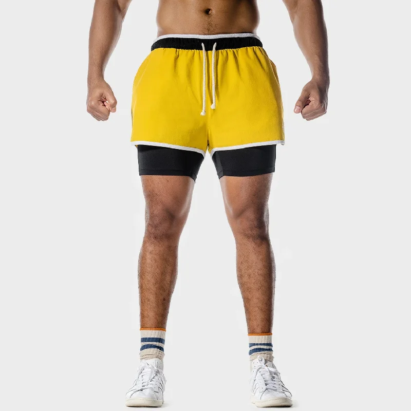 Golden Era 2-in-1 Shorts - Lemon Curry Lumberjack