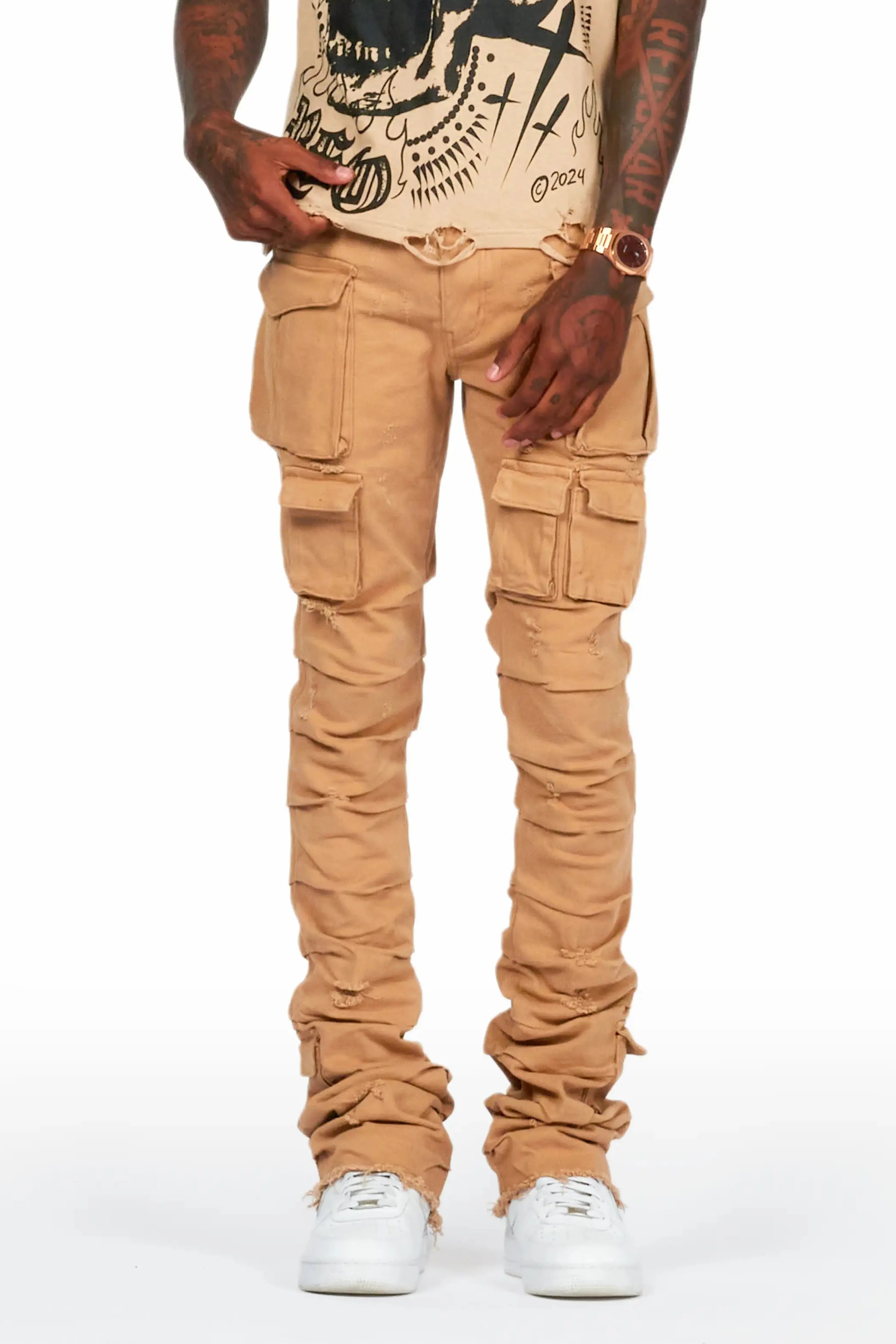 Gentry Beige Stacked Flare Jean Relaxed Men's Beach