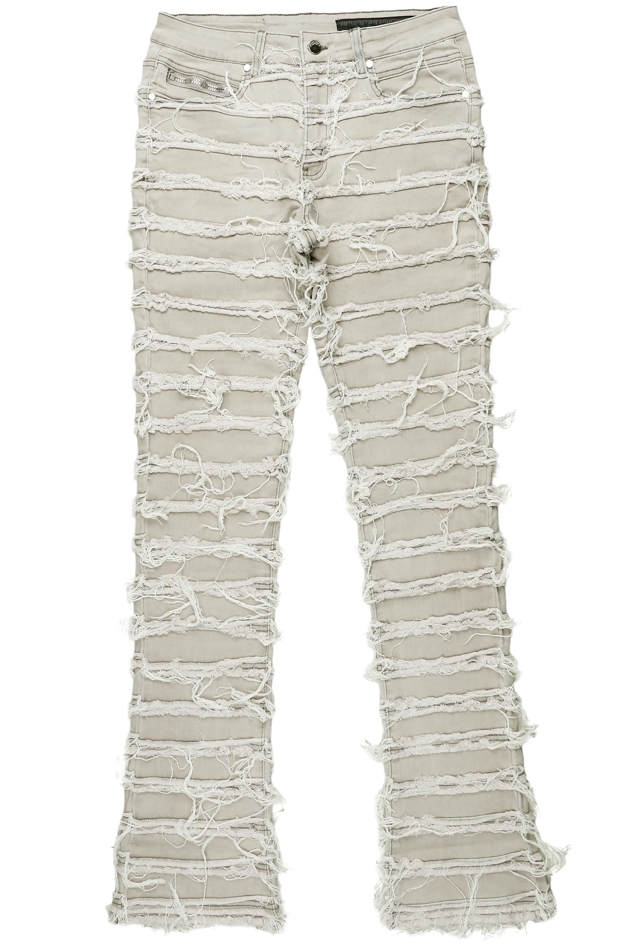 Ayan Grey Distressed Stacked Flare Jeans Bold Men's Statement