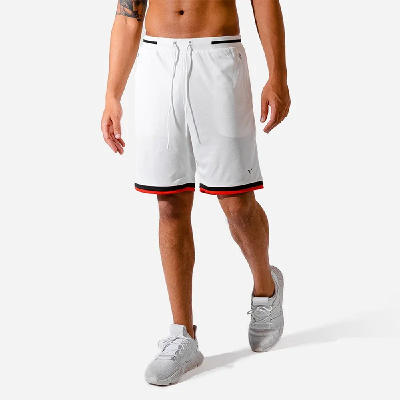 Hybrid Basketball Shorts - White Trendy Men's Oversized