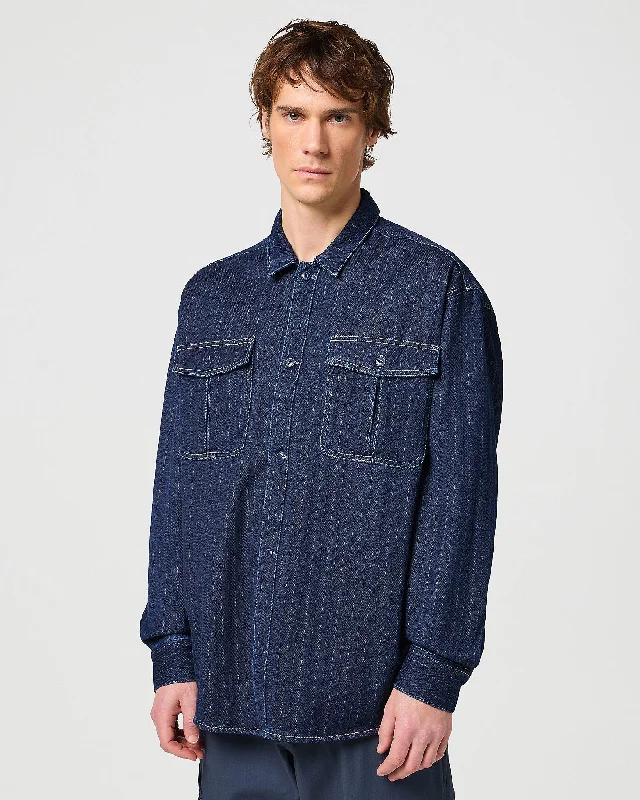 Wrangler Casey Jones Utility Shirt - Medium Indigo Cool Men's Skate