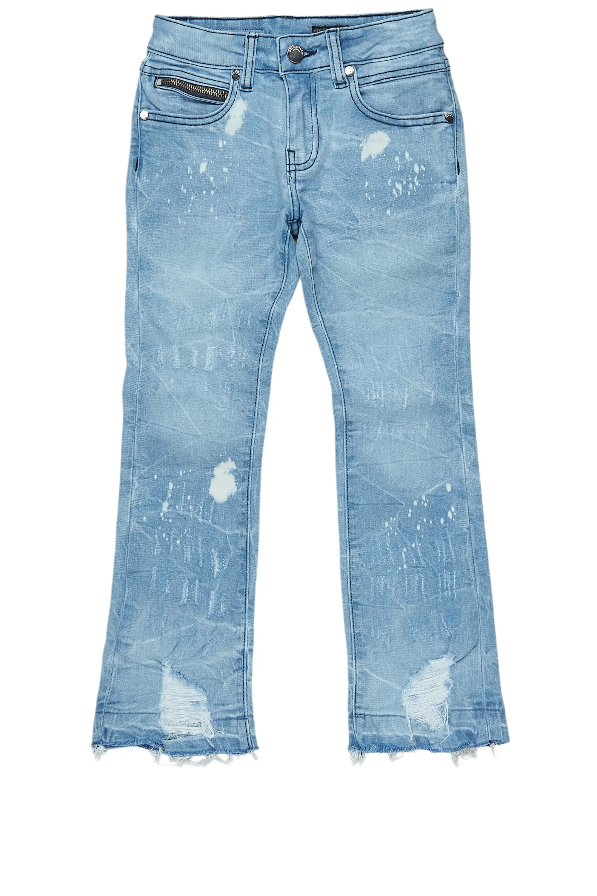 Boys Molter Light Blue Stacked Flare Jean Youthful Men's Anime