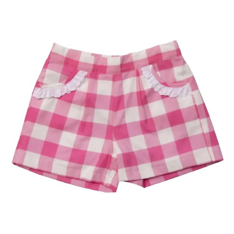 Girl's Jam Buffalo Check Short In Pink Dapper Men's Bow