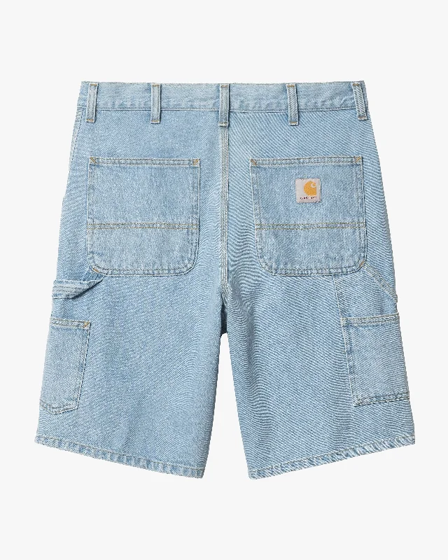 Carhartt WIP Single Knee Shorts - Blue Heavy Stone Bleached Unique Men's Upcycled