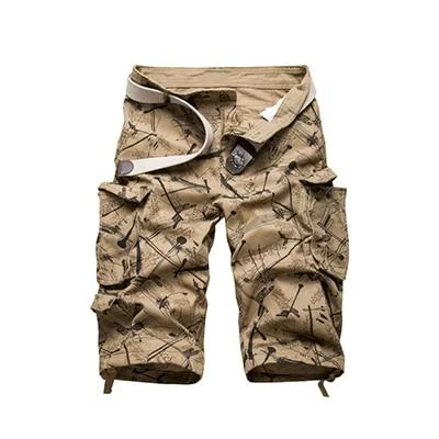 Men's Summer Fashion Multi-pocket Camouflage Cotton Cargo Shorts Casual Men's Loose