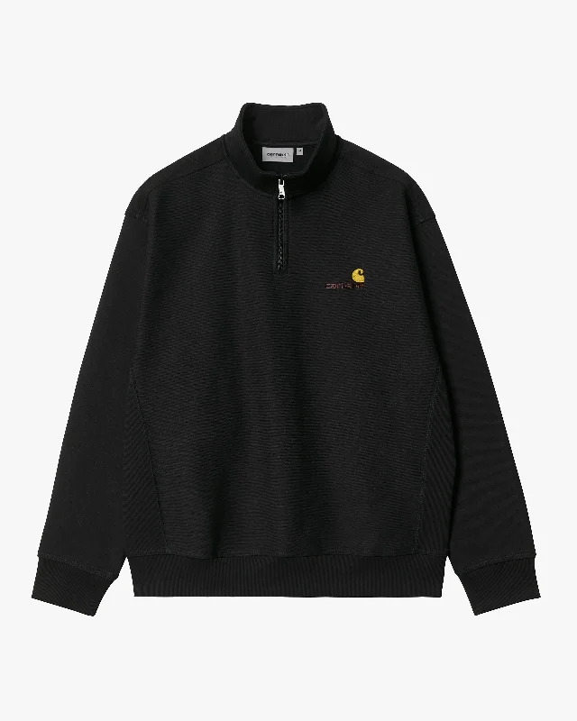 Carhartt WIP Half Zip American Script Sweat - Black Artistic Men's Hand