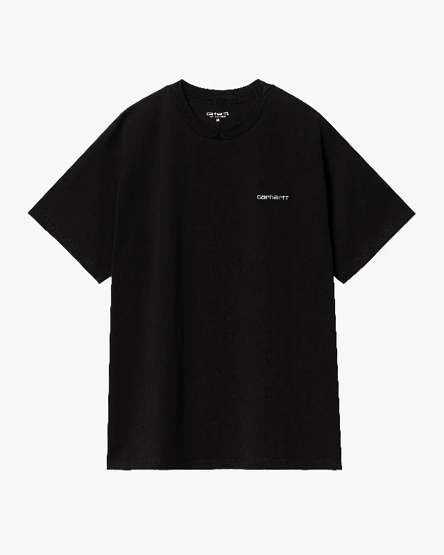 Carhartt WIP S/S Script Embroidery Tee - Black / White Trendy Men's Bucket