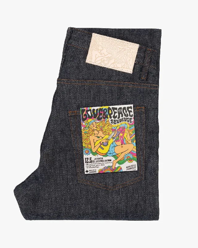 Naked & Famous Denim Weird Guy Regular Tapered Mens Jeans - Love & Peace Selvedge Dynamic Men's Moto