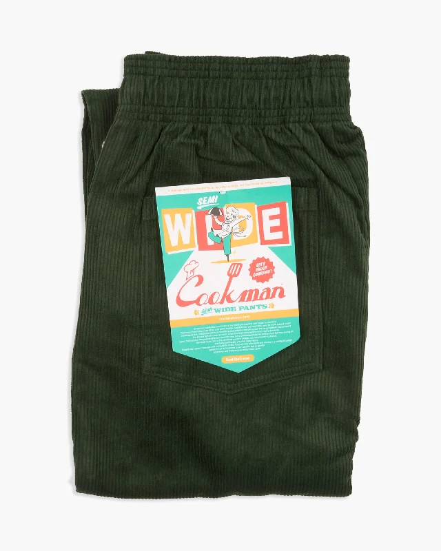 Cookman Semiwide Chef Pants - Corduroy Dark Green Gym