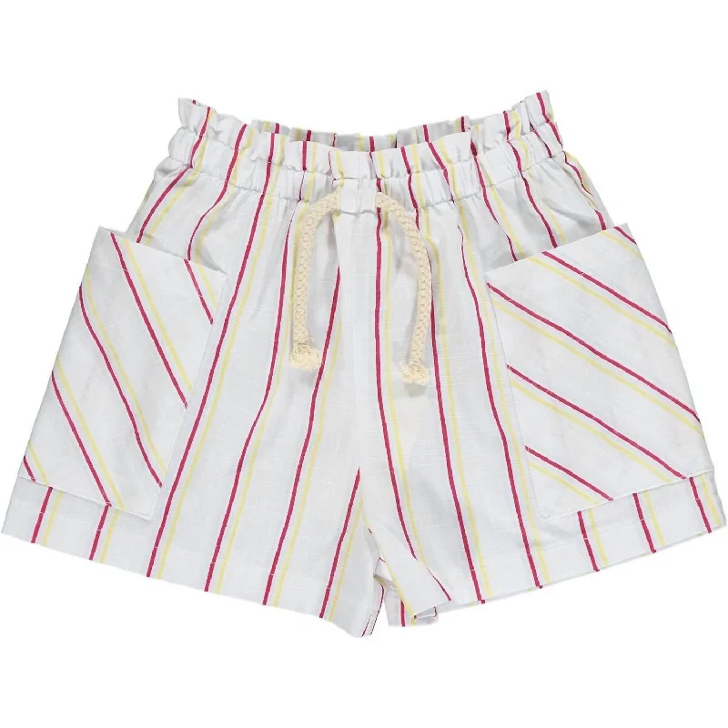 Girls Striped Short In White Practical Men's Quick