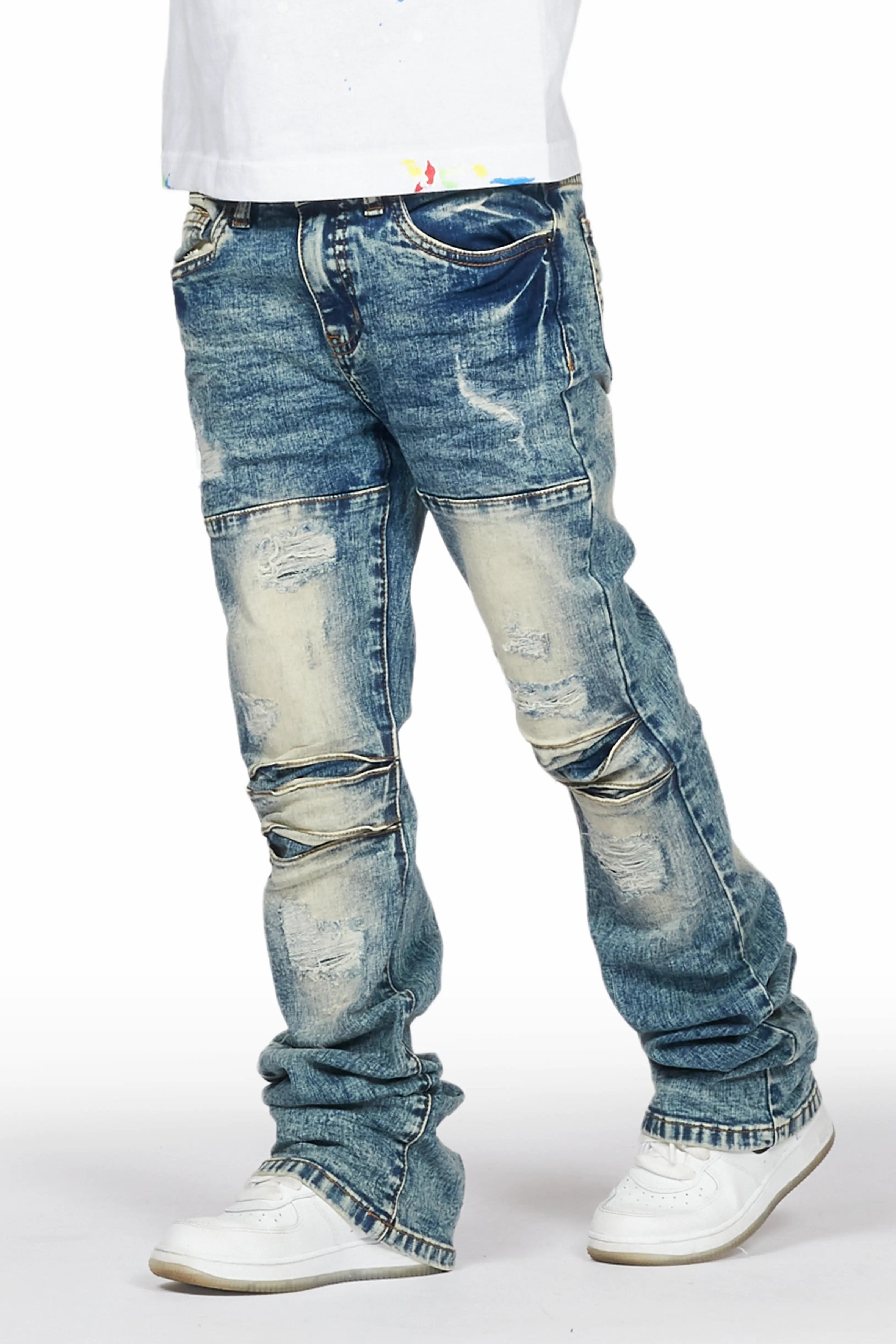 Boys Wald Vintage Stacked Flare Jean Elegant Men's Formal 