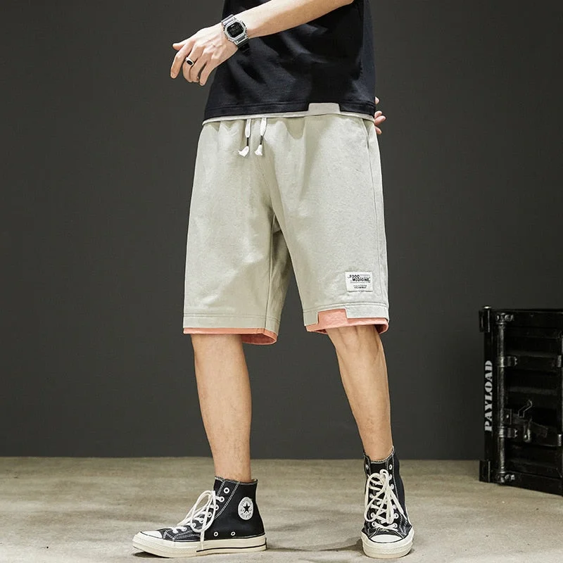 Men's Summer Cotton Drawstring Loose Fit Mid Waist Casual Shorts Dynamic Men's Moto