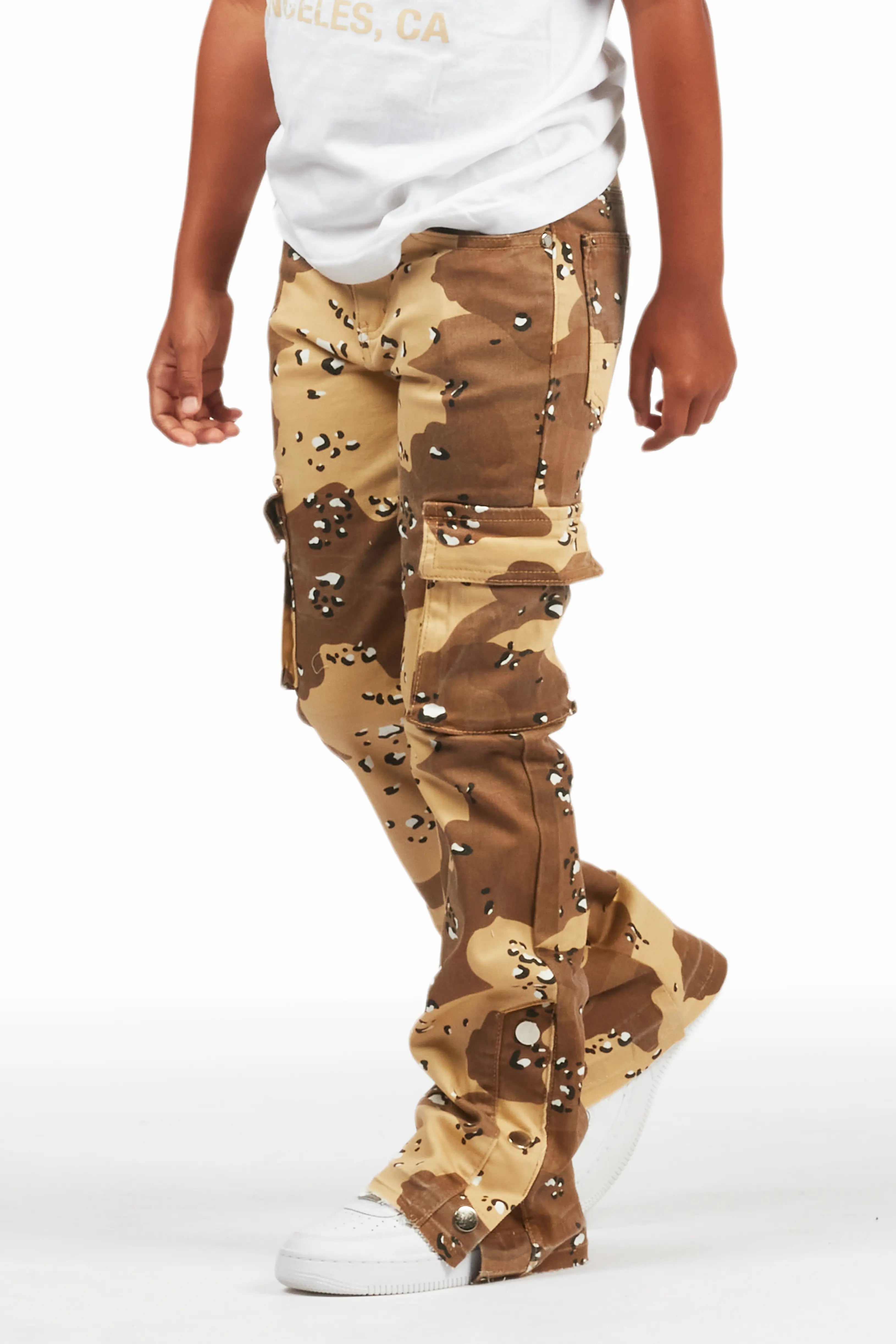 Boys Waage Desert Camo Stacked Flare Cargo Jean Lumberjack